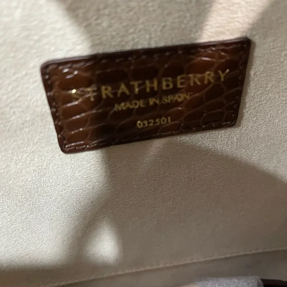 Strathberry Chocolate Croc-Embossed Satchel - Picture 4 of 11